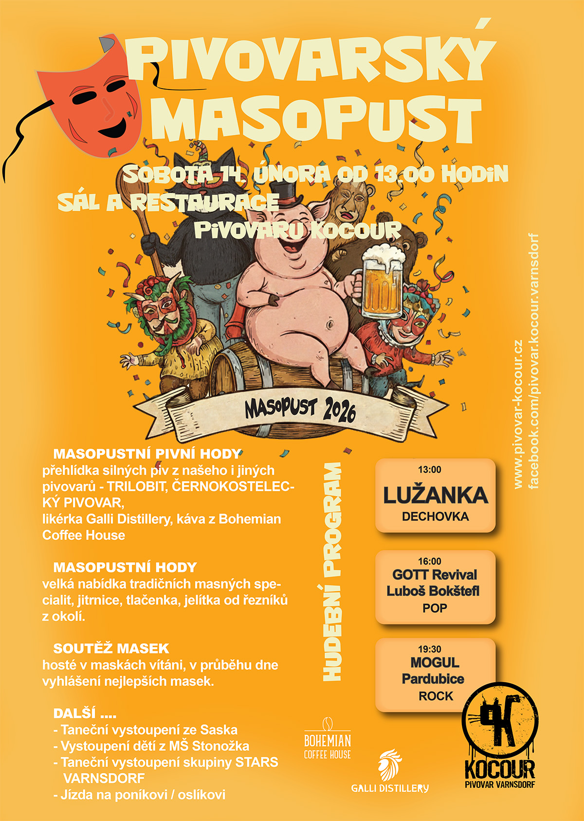 Masopust 2026 v pivovaru Kocour